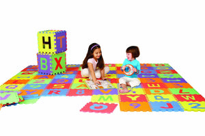 Edushape Edu-Tiles 36 Piece 6x6ft Play Mat, Letters & Numbers Set